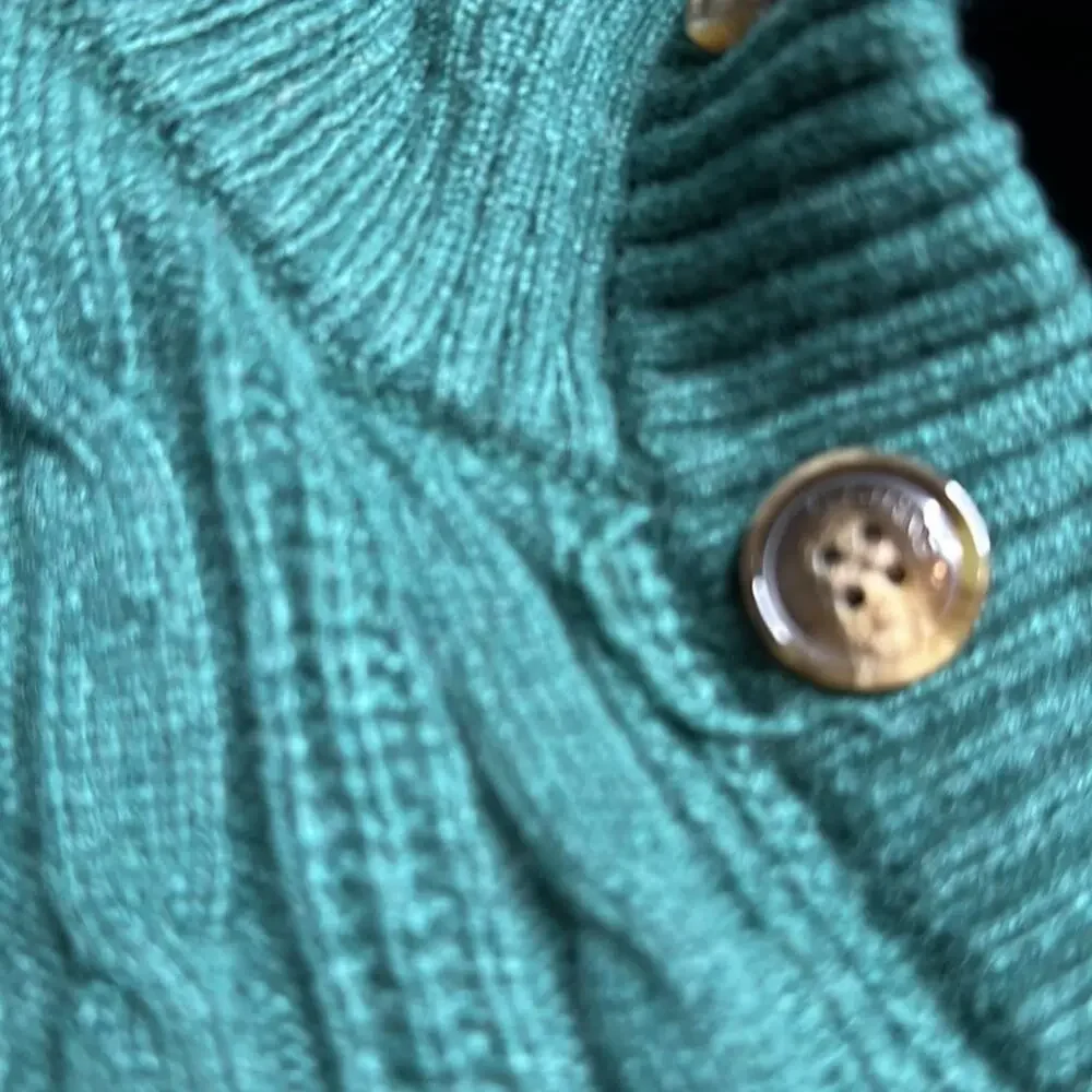 Crew Clothing Company Lambswool Blend Pullover Green Quarter Button Up Sweater